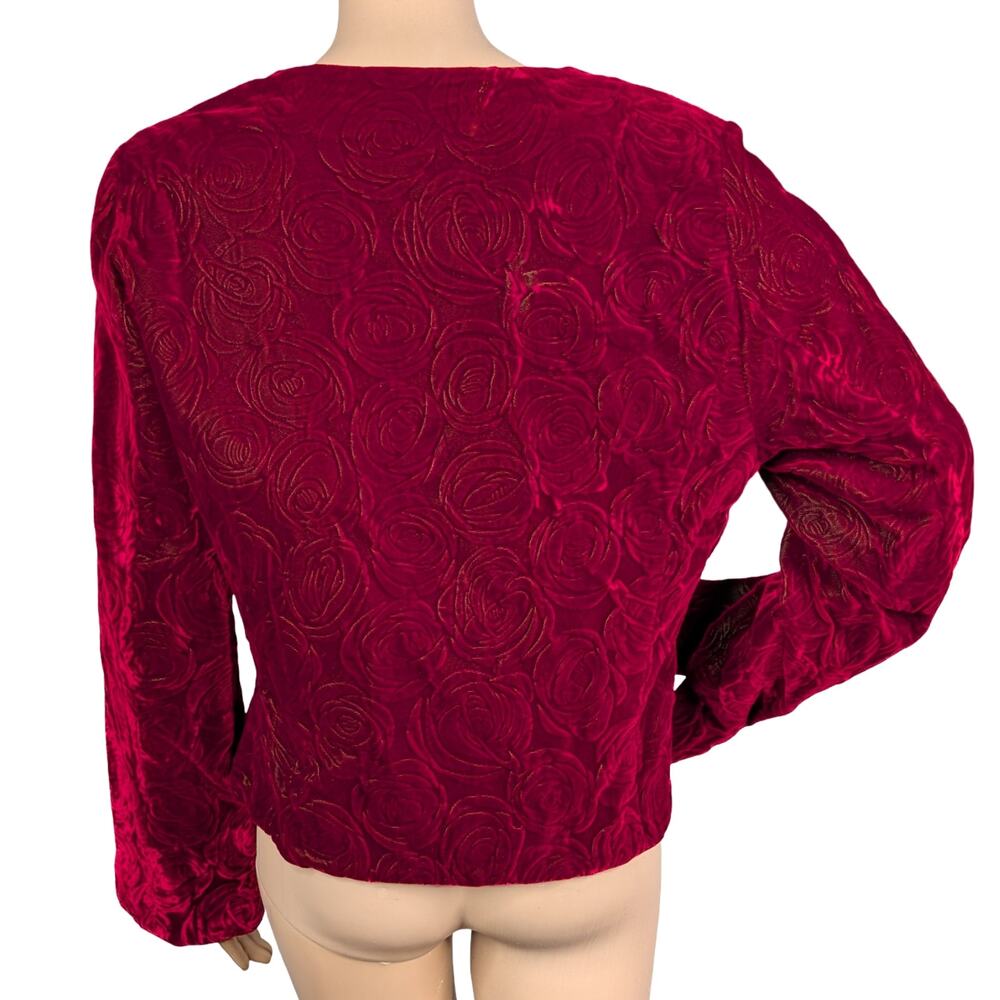 Lika Schwodsien Iridescent Velvet Embossed Rose Jacket Dark Romantic Gothic L - Picture 8 of 9